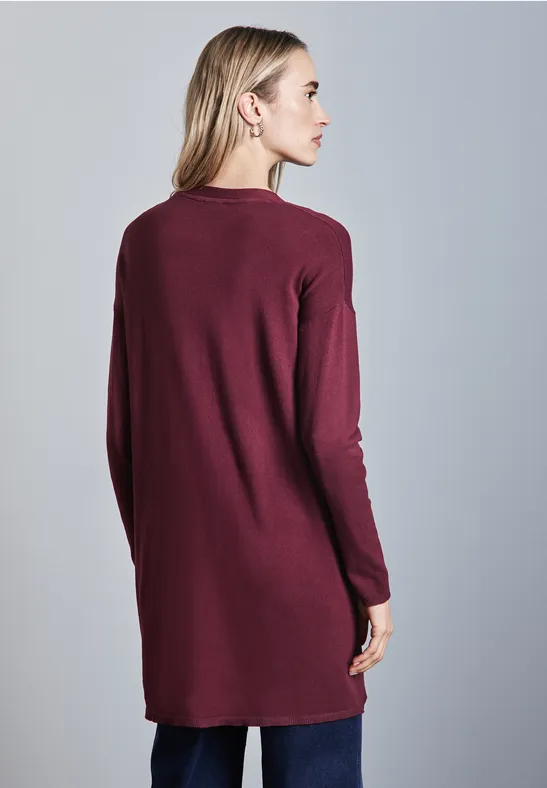 Langer Cardigan dark cherry red