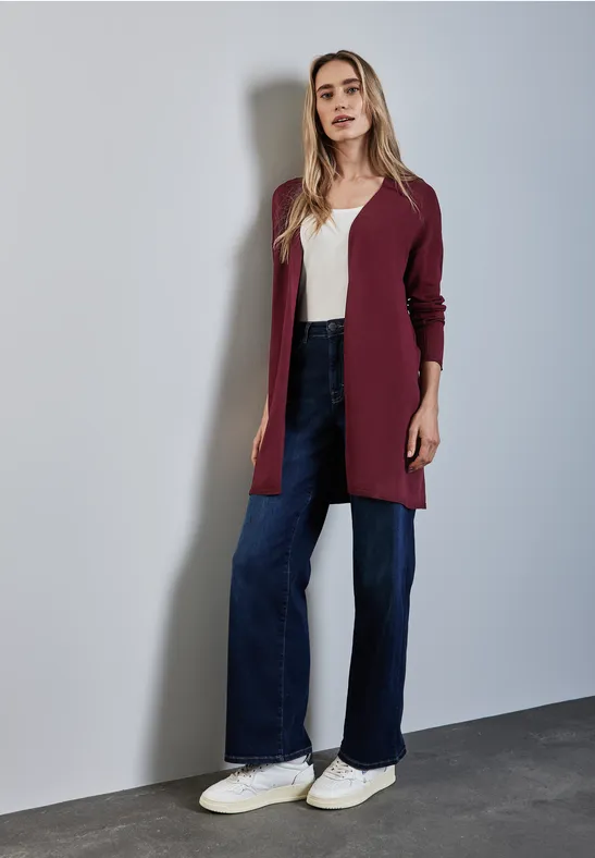 Langer Cardigan dark cherry red