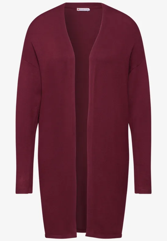 Langer Cardigan dark cherry red