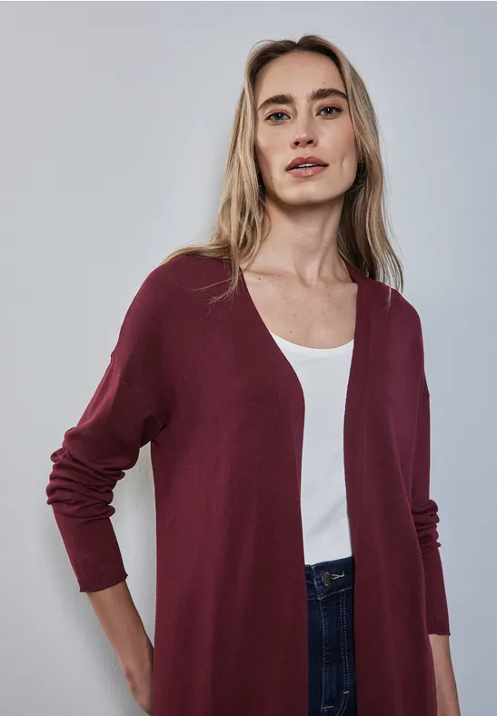 Langer Cardigan dark cherry red