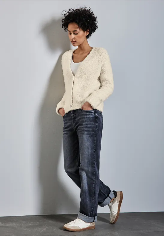 Cardigan mit Effektgarn soft beige