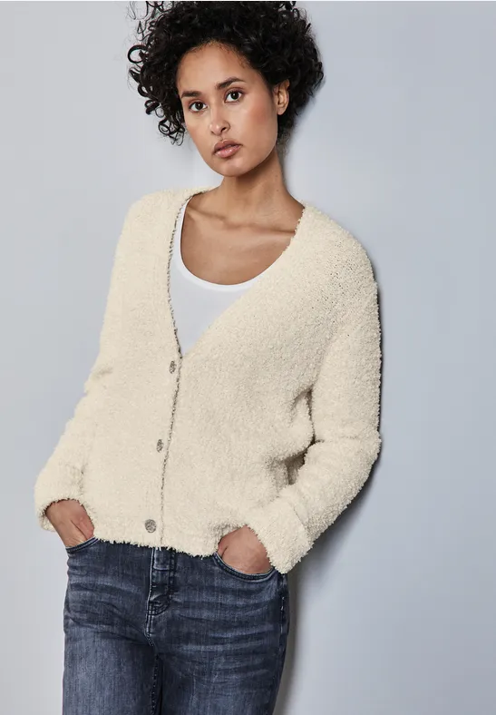 Cardigan mit Effektgarn soft beige