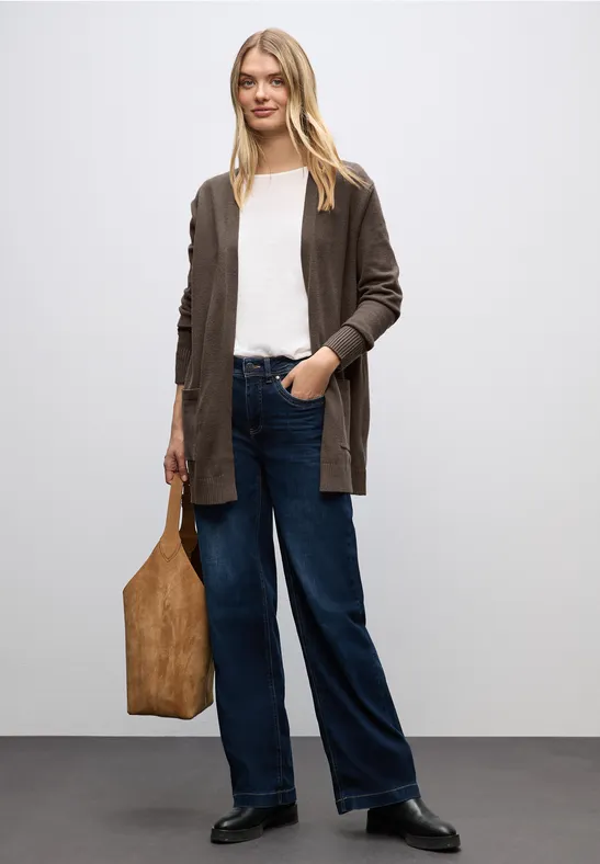 Open Cosy vest dark nomad brown mel.