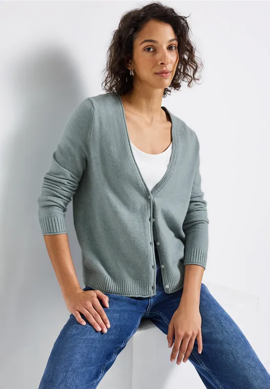 Kurzer Cardigan nile blue mel.