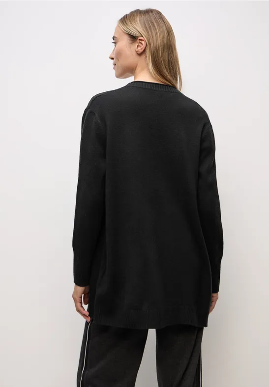 Vest met rolrand Black