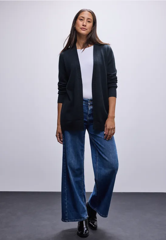 Vest met rolrand deep blue