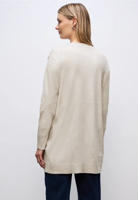Cosy Cardigan mit Rollkante tusk cream mel.