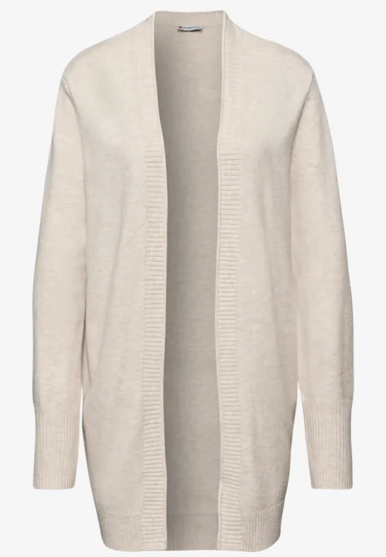 Cosy Cardigan mit Rollkante tusk cream mel.