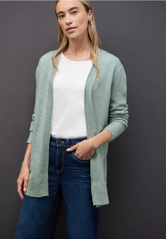 Cosy Cardigan mit Rollkante nile blue mel.