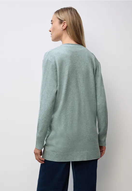 Cosy Cardigan mit Rollkante nile blue mel.