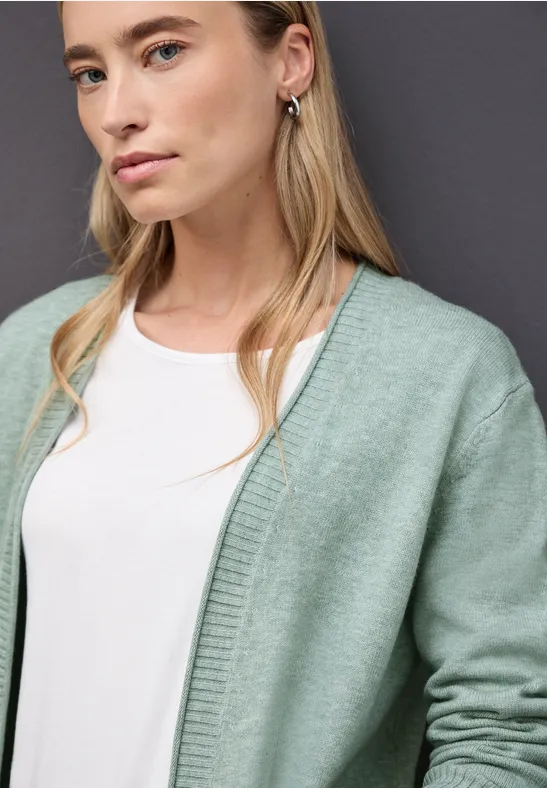 Cosy Cardigan mit Rollkante nile blue mel.