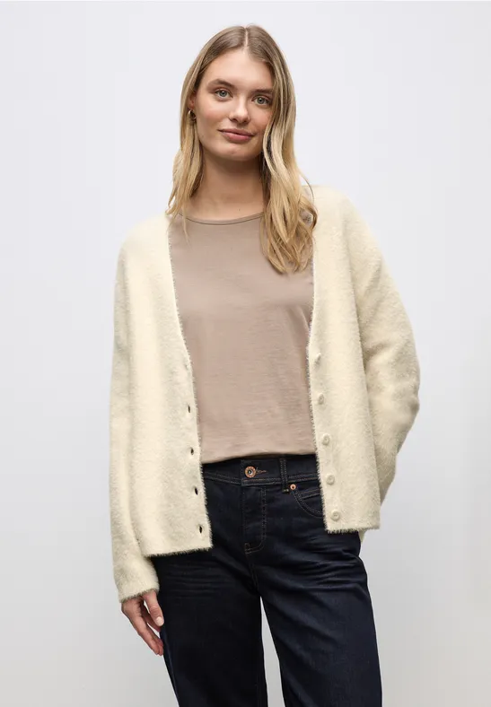 Zacht vest met V-hals soft beige