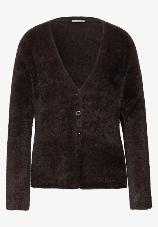 Zacht vest met V-hals deep roast brown