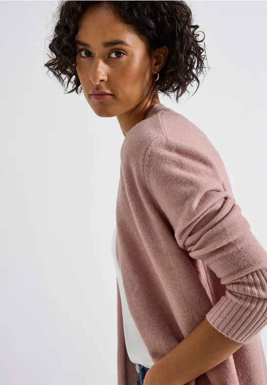 Offener Cardigan faded rose mel.