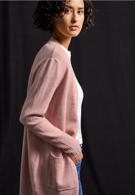 Offener Cardigan faded rose mel.