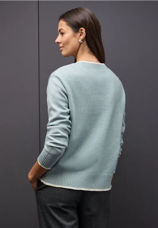 Cardigan mit Kontrastdetails nile blue mel.