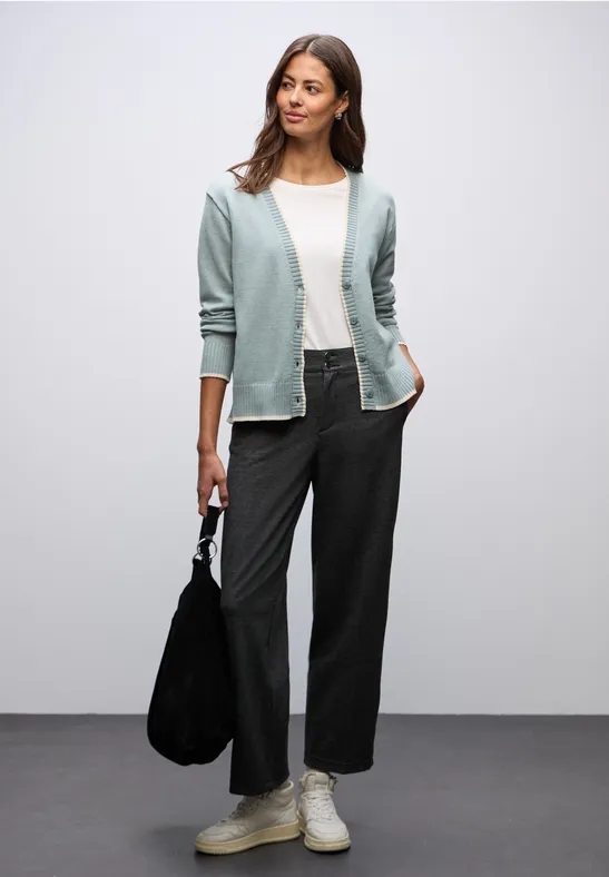 Cardigan mit Kontrastdetails nile blue mel.