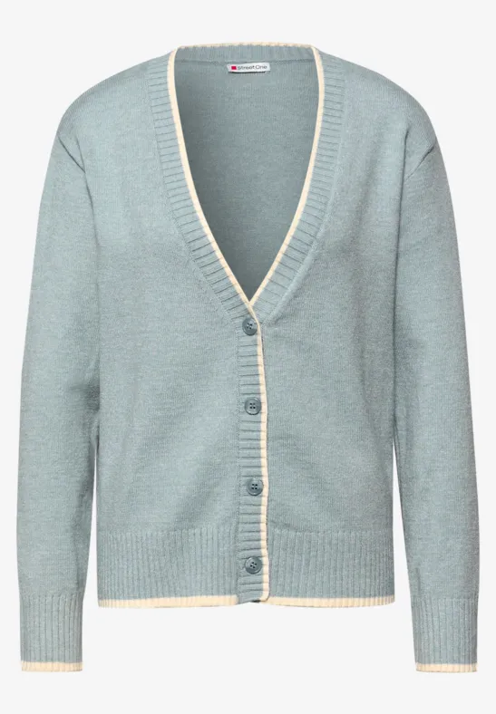 Cardigan mit Kontrastdetails nile blue mel.