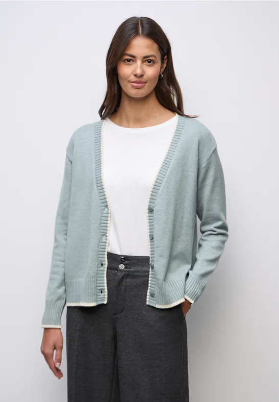 Cardigan mit Kontrastdetails nile blue mel.