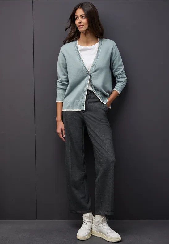 Cardigan mit Kontrastdetails nile blue mel.