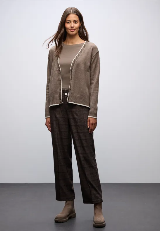 Cardigan mit Kontrastdetails silk brown mel.