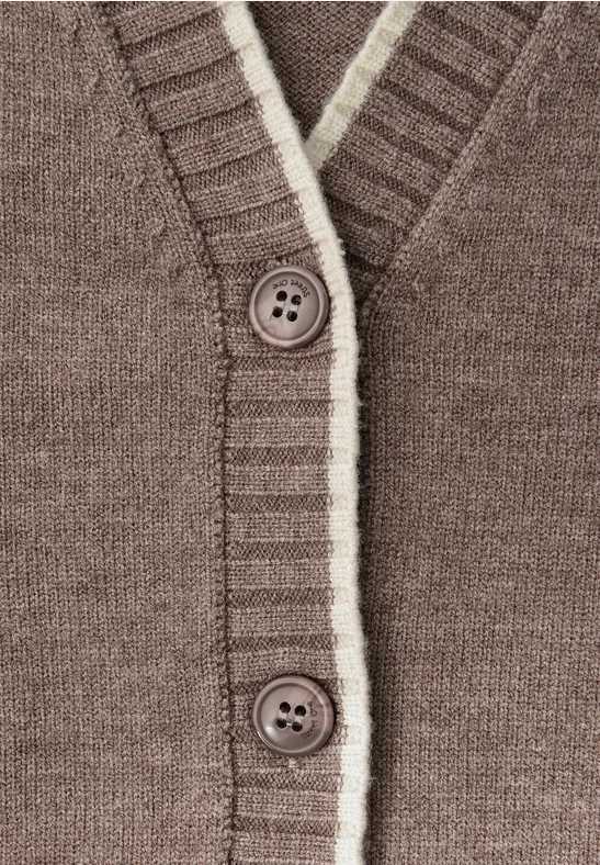 Cardigan mit Kontrastdetails silk brown mel.