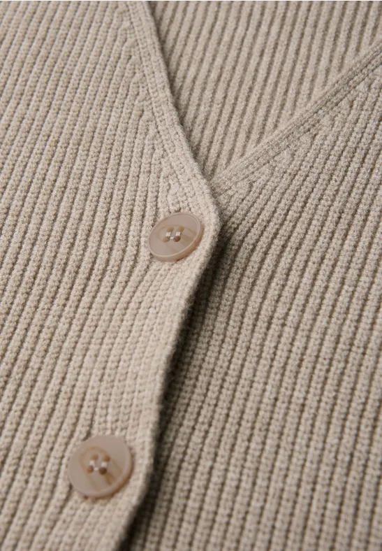 Gilet en maille côtelée douce morning beige mel.