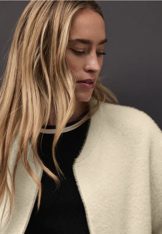 Cardigan im Blouson-Look soft beige