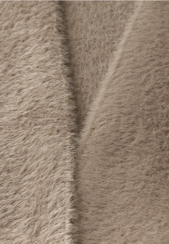 Offener Federgarn-Cardigan mocha glow