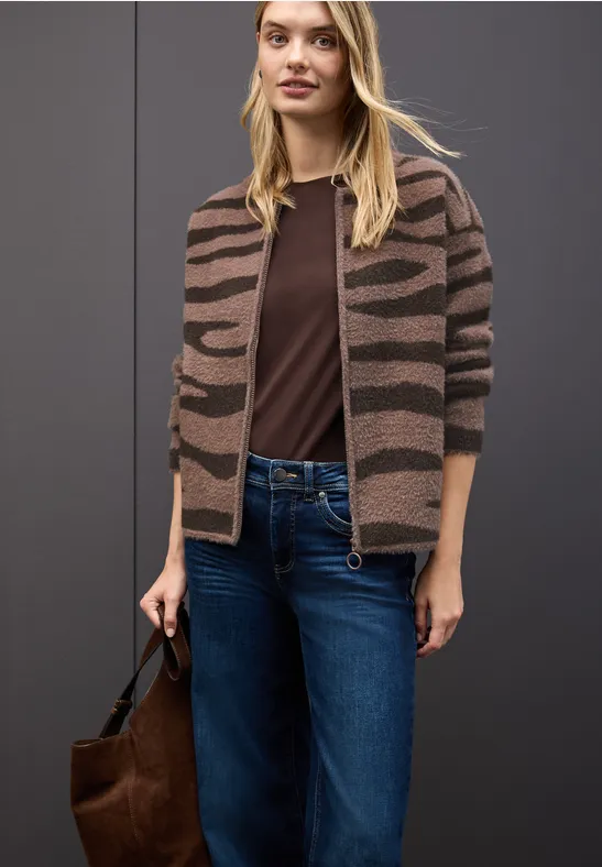 Gemusterter Cardigan silk brown