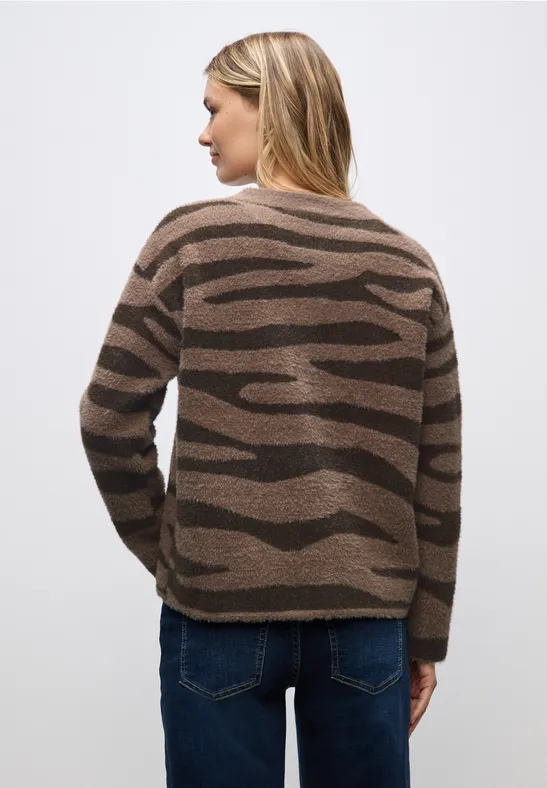 Gemusterter Cardigan silk brown