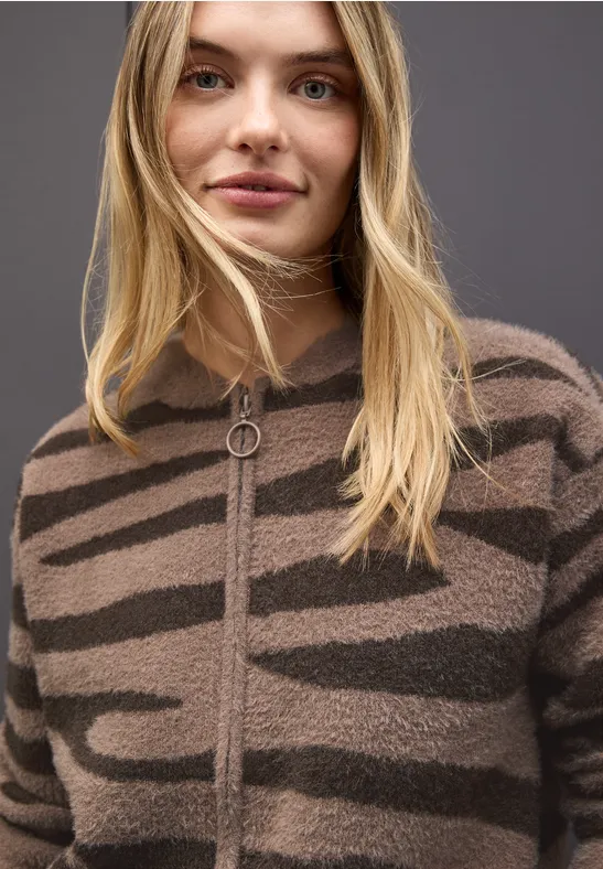Gemusterter Cardigan silk brown