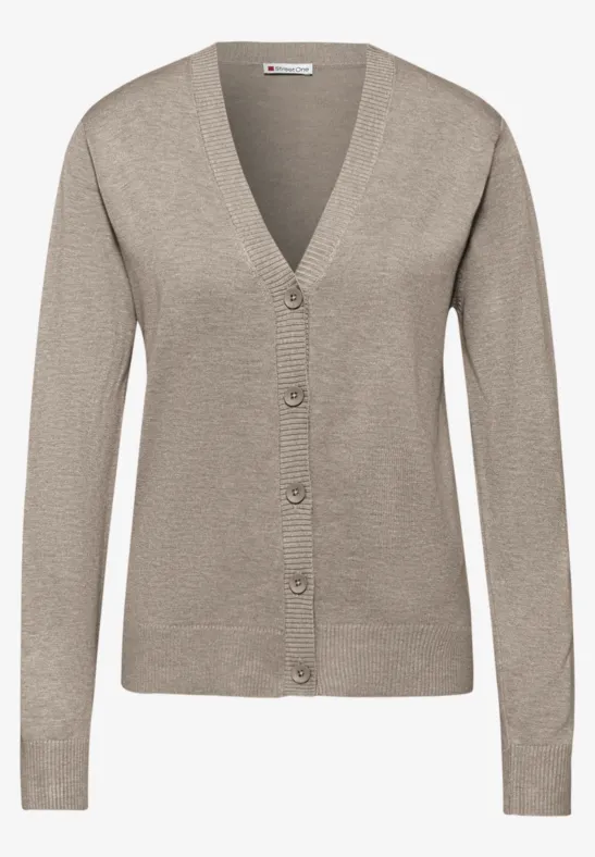 Vest met V-hals mocha dream mel.