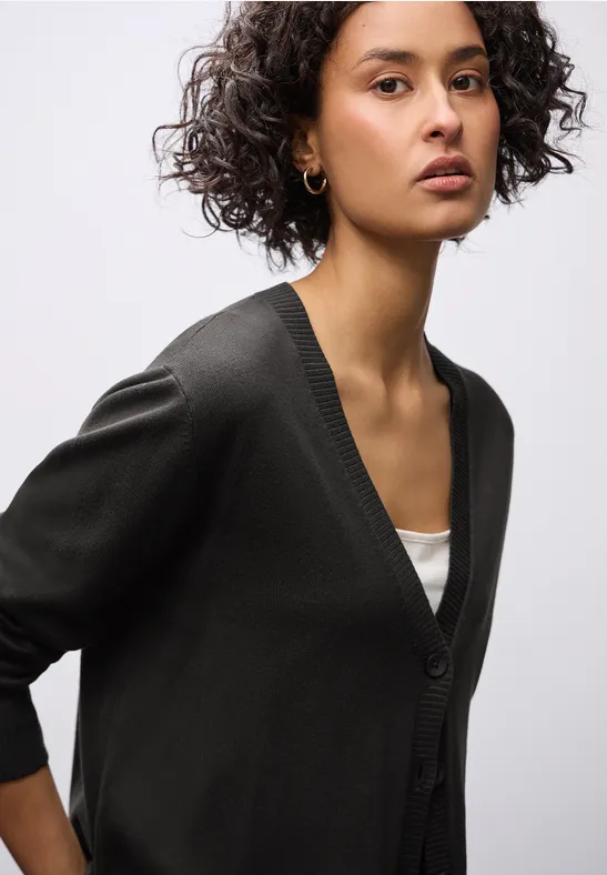 Vest met V-hals darkest brown