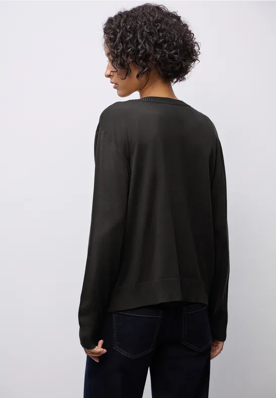 Vest met V-hals darkest brown