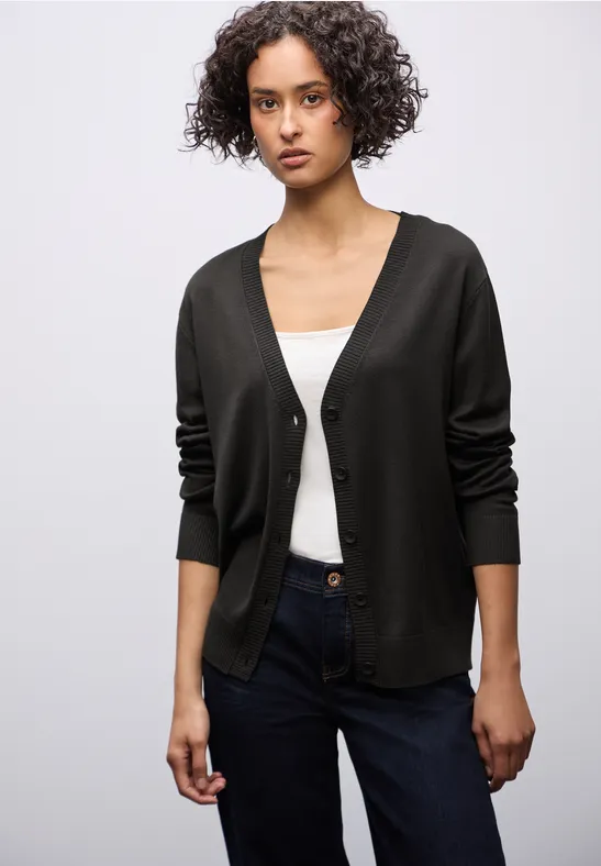 Vest met V-hals darkest brown