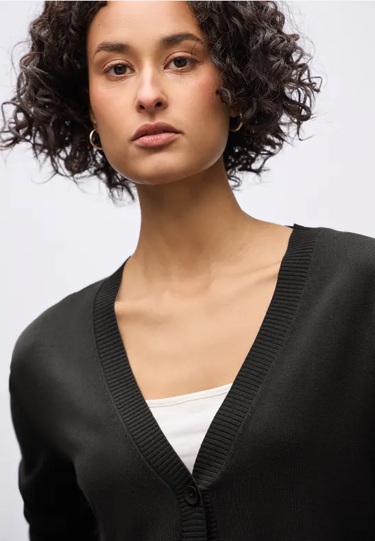 Vest met V-hals darkest brown