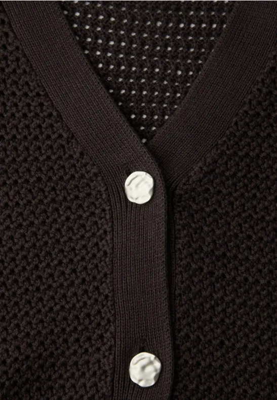 Cardigan à manches courtes avec col en V et structure espresso brown