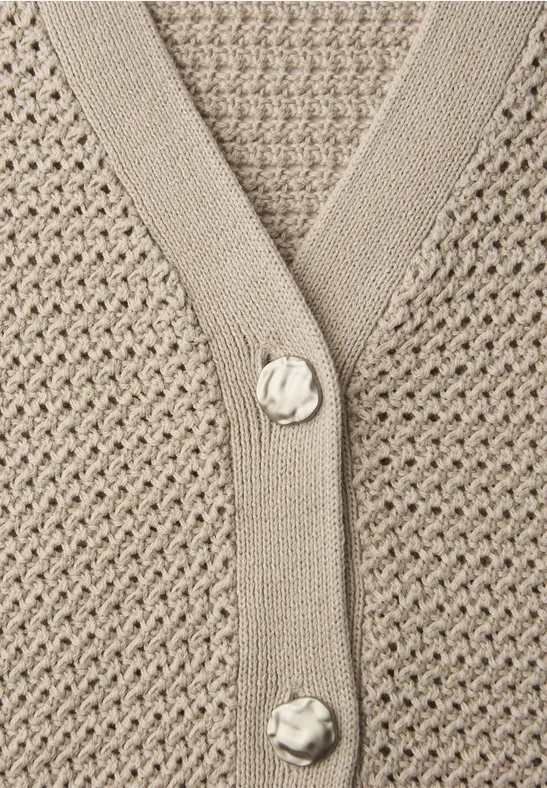 Cardigan à manches courtes avec col en V et structure clay sand