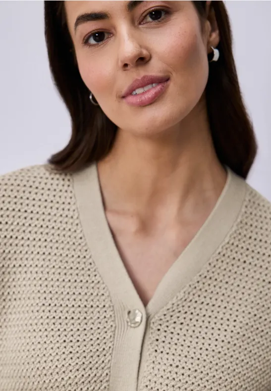 Cardigan à manches courtes avec col en V et structure clay sand