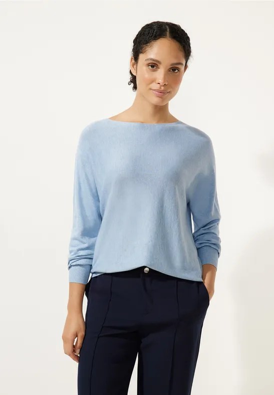Pullover in Unifarbe light dahlia blue melange
