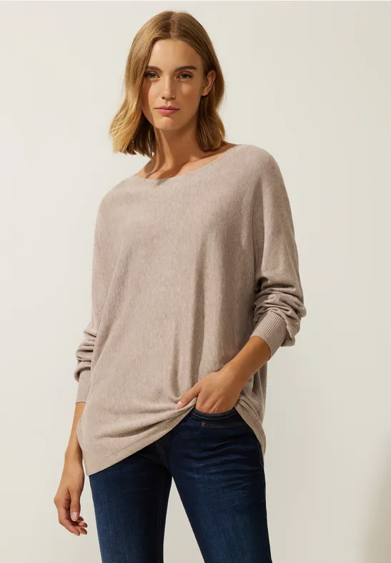 Pullover in Unifarbe whisper mocca melange