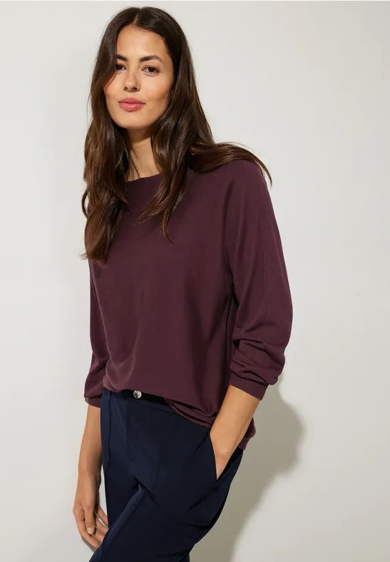 Pullover in Unifarbe purple brown