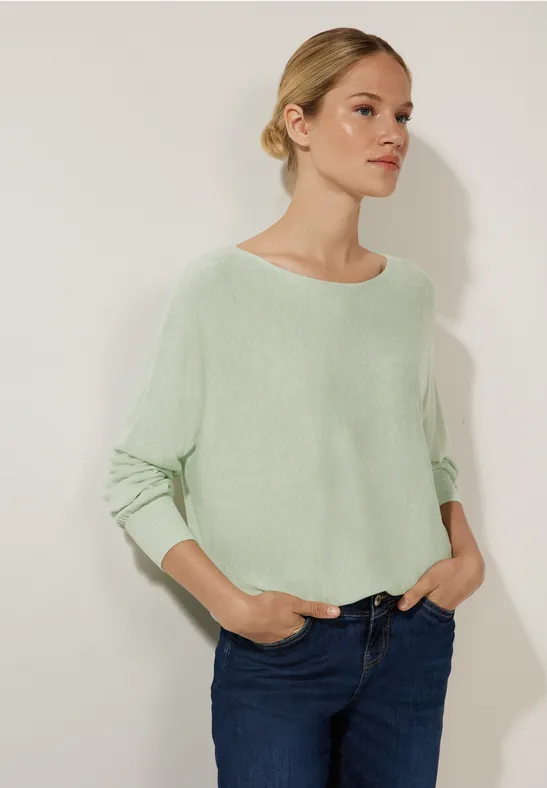 Pullover in Unifarbe cameo green melange