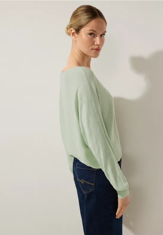 Pullover in Unifarbe cameo green melange