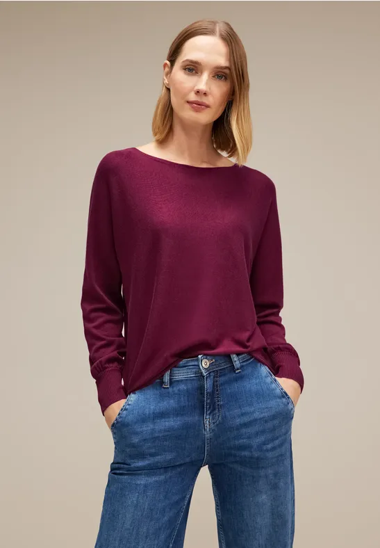 Pullover in Unifarbe berry wine
