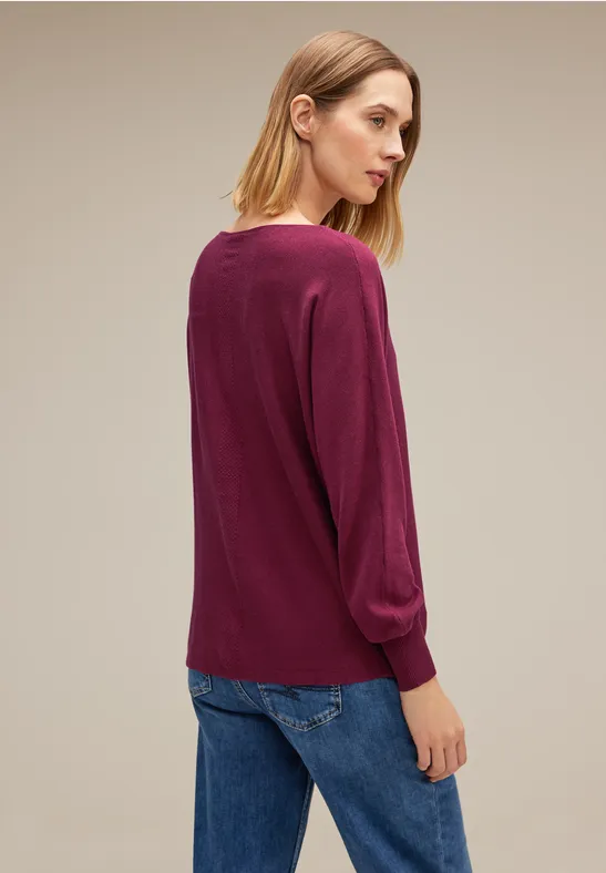 Pullover in Unifarbe berry wine