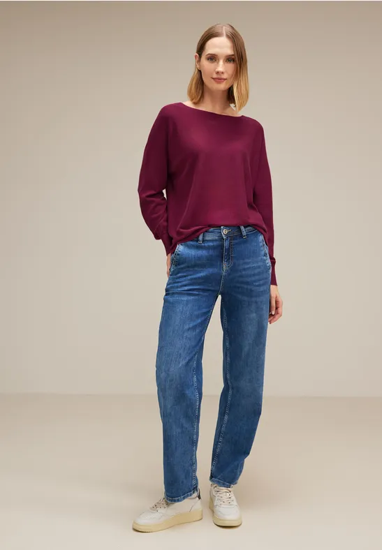 Pullover in Unifarbe berry wine