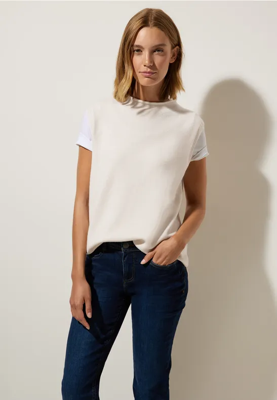 Pullunder mit Rollkragen cream white melange