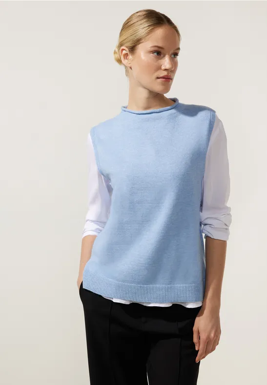 Pullunder mit Rollkragen feather blue melange